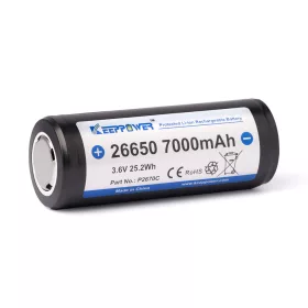   Keeppower 26650 7000mAh geschützte wiederaufladbare Li-Ionen-Batterie 