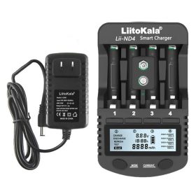   LiitoKala Lii-ND4 1,2 V NiMH/Cd-Akkuladegerät mit LCD-Anzeige zum Testen der Akkukapazität für AA, AAA und 9 V-Batterien