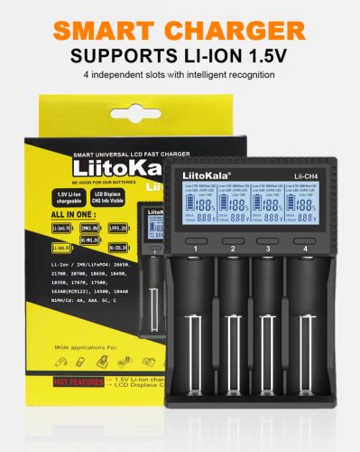 LiitoKala Lii CH4 Ladegerät für 1,2 und 1,5 und 3,6 V Batterien 