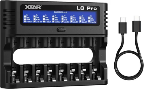 XTAR L8 Pro 8-fach-Ladegerät für AA/AAA NiMH- und 1,5-V-Li-Ionen-Akkus