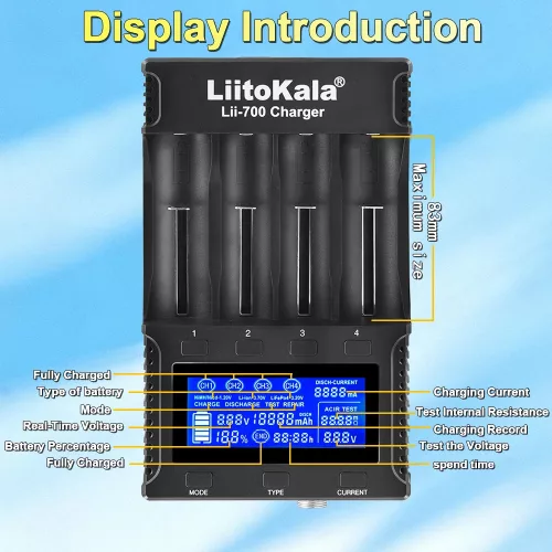 LiitoKala Lii-700 4-Schacht-Akkuladegerät