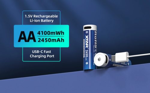 XTAR 4 AA 4100mWh/2450mAh USB-C wiederaufladbare Lithium-Batterien