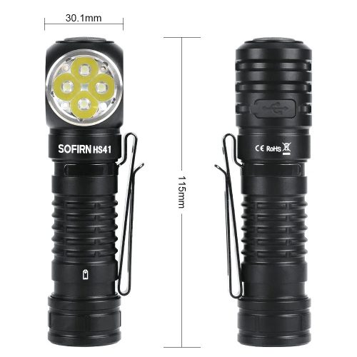 Sofirn HS41 4000 Lumen Wiederaufladbare Stirnlampe USB C Rechtwinklige Stirnlampe Leistungsstarke 21700 Licht
