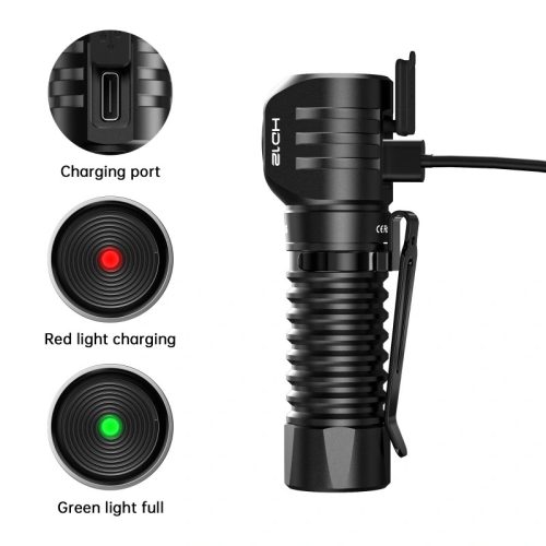 Wurkkos HD12 Mini Winkellampe, weißes & rotes Licht, USB-C wiederaufladbare 14500/AA-Stirnlampe, mit einfacher Bedienung/verstellbarem Kopfband