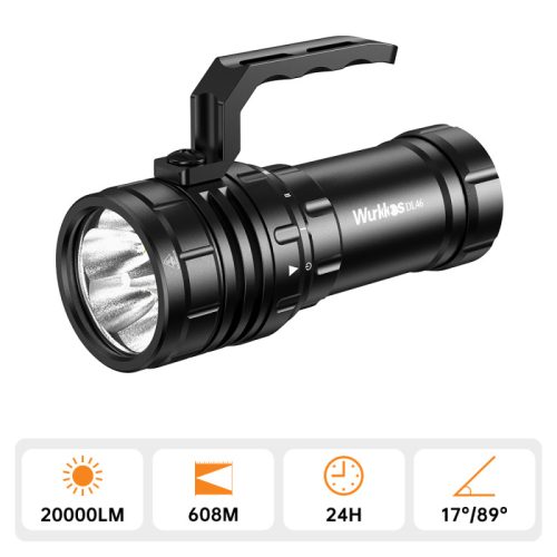 Wurkkos DL46 Taucherlampe, 20000 Lumen, USB-C wiederaufladbar, 30000 mAh Akku, Powerbank-Funktion