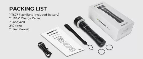 Wurkkos TS27 Superhelle Taschenlampe mit 3200 Lumen, 845 m Reichweite und 15.000 mAh Akku