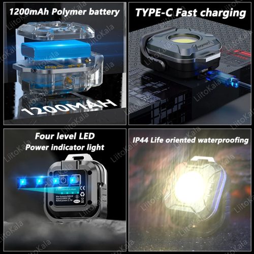 Mini-Arbeitsleuchte LiitoKala LF-986 LED+COB 500LM, Type-C Ladeanschluss 5V1A Eingang, eingebaute 1200mAh Batterie