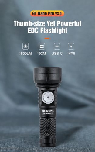 Lumintop GT NANO PRO 3.0 wiederaufladbare EDC-Schlüsselanhänger-Taschenlampe – 1600 Lumen